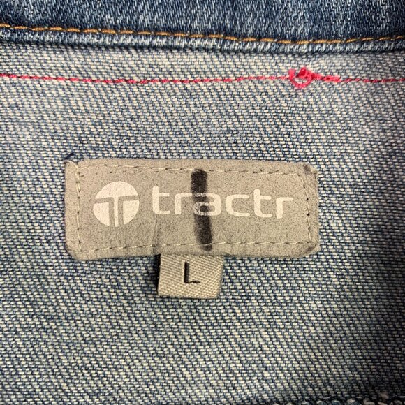 Tractor Denim Jacket Sugar Skull Jean Pink Black Day Dead Trucker Girls Large - Picture 10 of 11